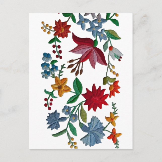 Ungarische Folkart-Stickerei Postkarte (Vorderseite)