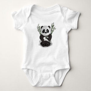 Ungarische Panda handgezeichnete Abbildung Baby Strampler