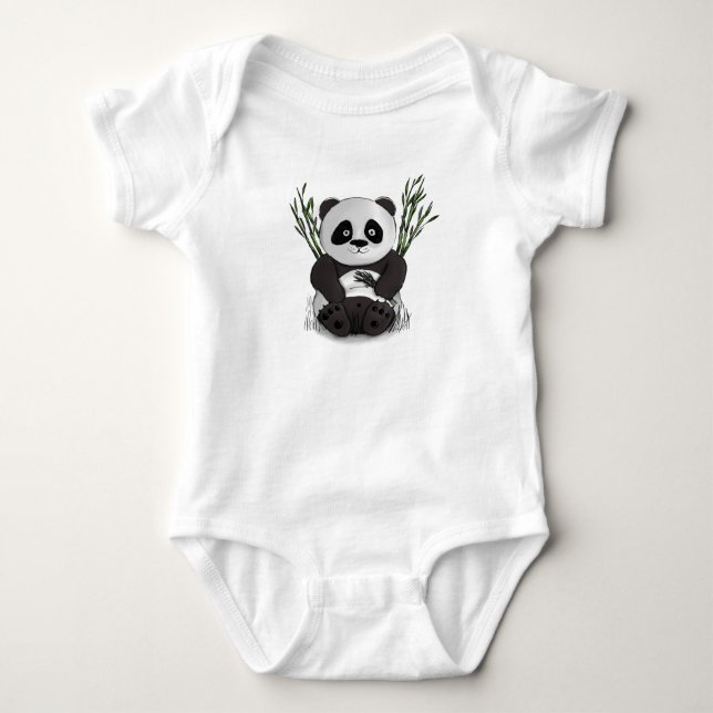 Ungarische Panda handgezeichnete Abbildung Baby Strampler (Vorderseite)