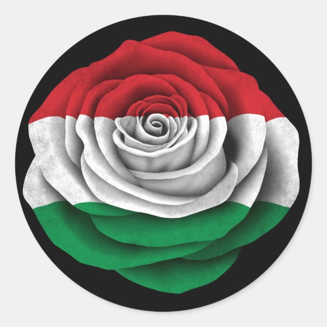 Ungarische Rose - Schwarz Runder Aufkleber (Vorderseite)