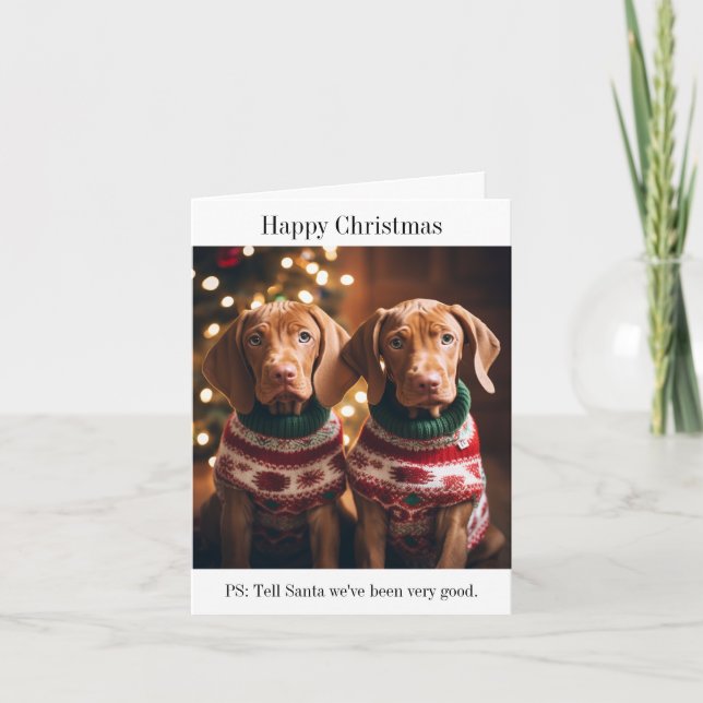 Ungarische Vizla Welpen Weihnachtskarte Karte (Vorderseite)