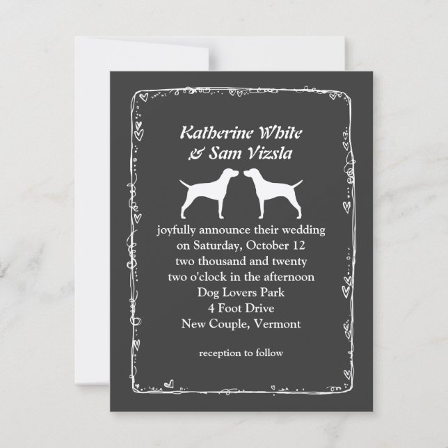 Ungarische Vizsla-Silhouette Hochzeit Einladung (Vorderseite)