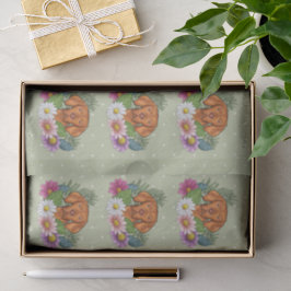 Ungarische Vizsla und farbenfrohe Sommer-Blume Grü Seidenpapier