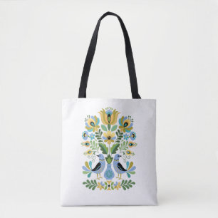 Ungarische Volkskunst - Vögel in Blau und Gold Tasche