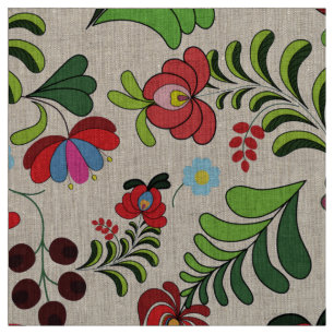 Ungarischer Boho-Volks-Blumenmuster – Matyo-Tulpen Stoff