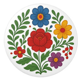 Ungarischer Kalocsa-Blumen-Volks-Keramikknopf Keramikknauf