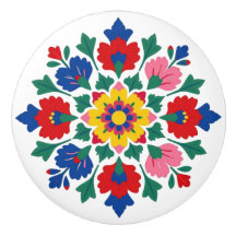 Ungarischer Kalocsa-Blumen-Volkskunst-Keramikknopf