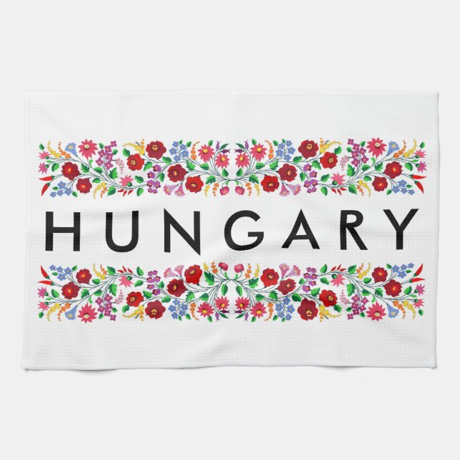 Ungarischer Landesname Text Folk motif tradit Handtuch (Horizontal)