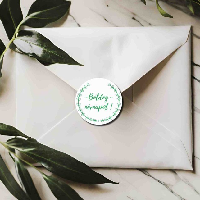 Ungarischer Name Day wünscht Typografie Runder Aufkleber (Von Creator hochgeladen)