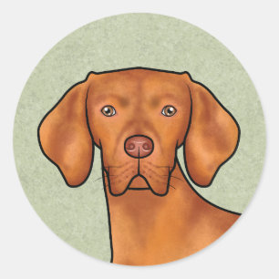 Ungarischer Vizsla Cartoon Zeiger Hund Kopf Grün Runder Aufkleber