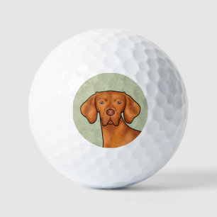 Ungarischer Vizsla Cartoon Zeigerhund Kopf Grün Golfball