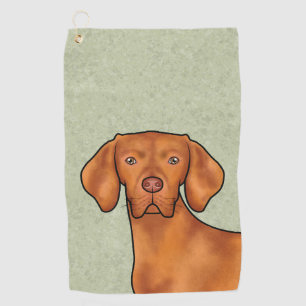 Ungarischer Vizsla Cartoon Zeigerhund Kopf Grün Golfhandtuch