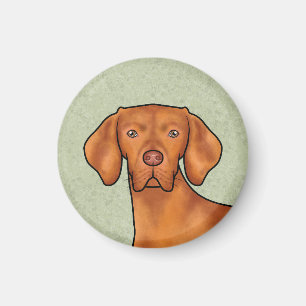 Ungarischer Vizsla Cartoon Zeigerhund Kopf Grün Magnet