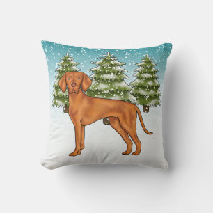 Ungarischer Vizsla-Hund im schneebedeckten Winterw Kissen