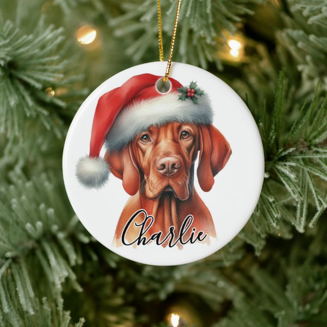 Ungarischer Vizsla-Hund Personalisiert Keramik Ornament (Baum)