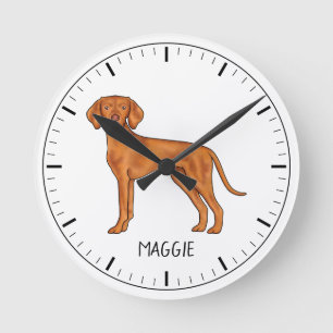 Ungarischer Vizsla Süßer Pointer-Hund mit individu Runde Wanduhr