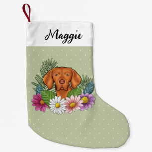 Ungarischer Vizsla und farbenfrohe Sommerblumen Gr Kleiner Weihnachtsstrumpf