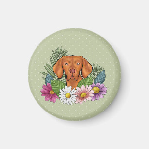 Ungarischer Vizsla und farbenfrohe Sommerblumen Gr Magnet