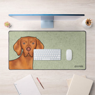 Ungarischer Vizsla-Zeiger-Hund Kopf mit Namen Grün Schreibtischunterlage