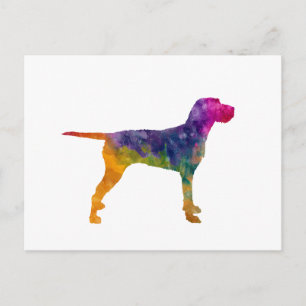 Ungarisches Drahthaar Vizsla in Aquarell Postkarte