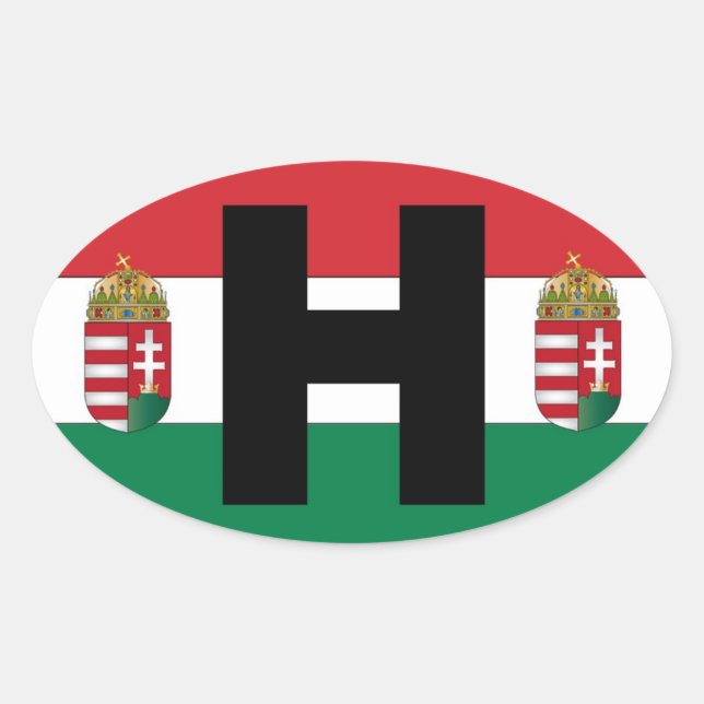 Ungarisches Flaggenoval Ovaler Aufkleber (Vorderseite)