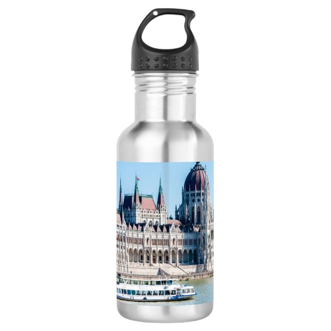 Ungarisches Gebäude des Parlaments in Budapest Edelstahlflasche (Vorderseite)