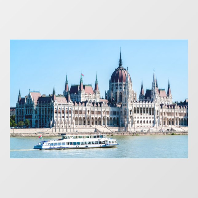 Ungarisches Gebäude des Parlaments in Budapest Fensteraufkleber (Blatt)