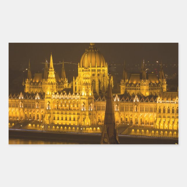 Ungarisches Parlament Rechteckiger Aufkleber (Vorderseite)