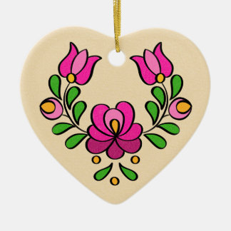 Ungarisches Stickereimuster, "Matyó" - rosa Keramik Ornament