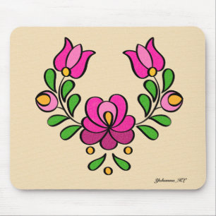Ungarisches Stickereimuster, "Matyó" - rosa Mousepad