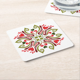 Ungarisches Tulpen-Blumenmotiv Rechteckiger Pappuntersetzer