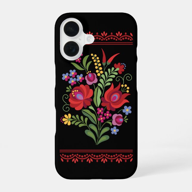 Ungarisches Volkskunst-Design Rote Paprika iPhone 16 Hülle (Rückseite)