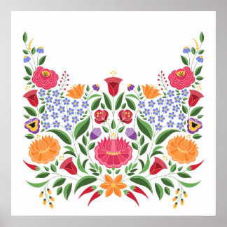Ungarisches Volksmuster – Kalocsa Stickereiblume Poster
