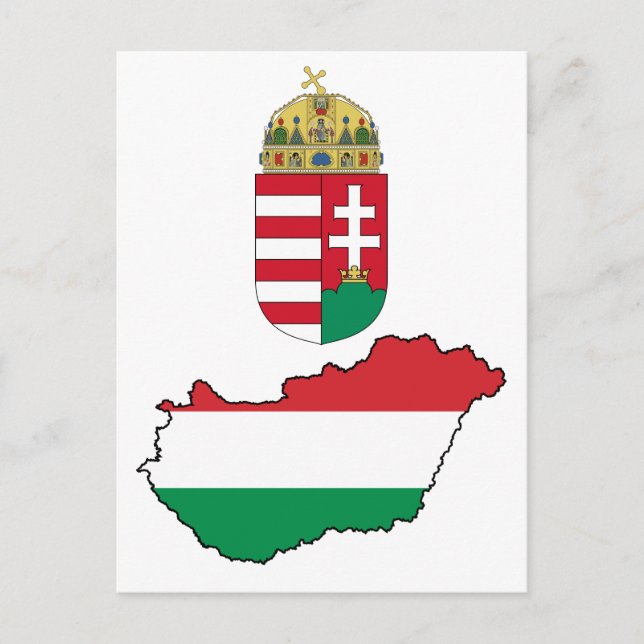 Ungarn Flag Map HU Postkarte (Vorderseite)