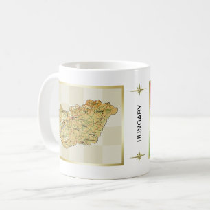 Ungarn Flagge + Karte Tasse