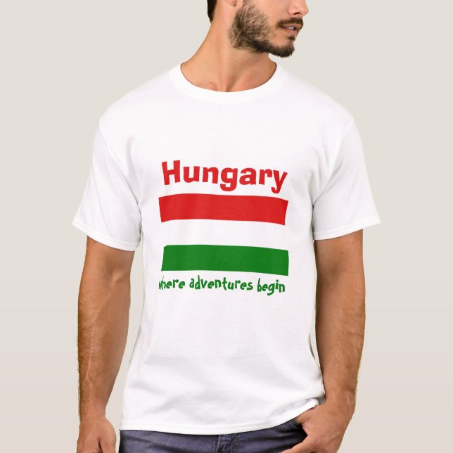 Ungarn-Flagge + Karte + Text-T - Shirt (Vorderseite)