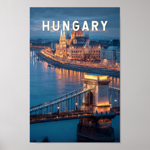 Ungarn Illustration Reise Kunst Vintage Poster