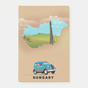 Ungarn Illustrierte Reiselandkarte Poster Post-it Klebezettel