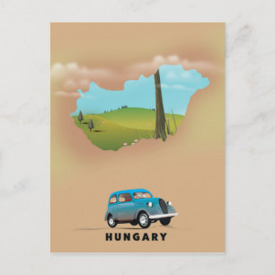 Ungarn Illustriertes Reiseplakat Postkarte