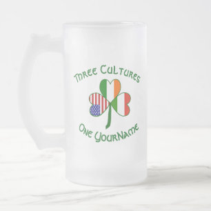 Ungarn Irland USA Kleeblatt Flagge Personalisiert Mattglas Bierglas