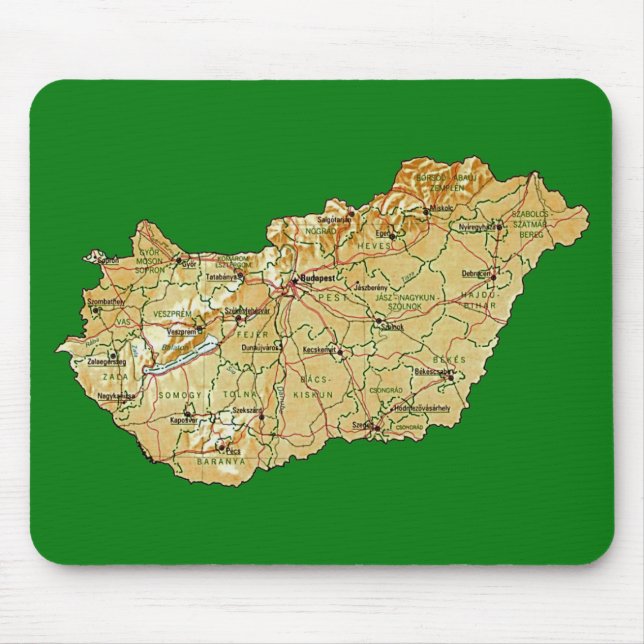 Ungarn-Karte Mousepad (Vorne)
