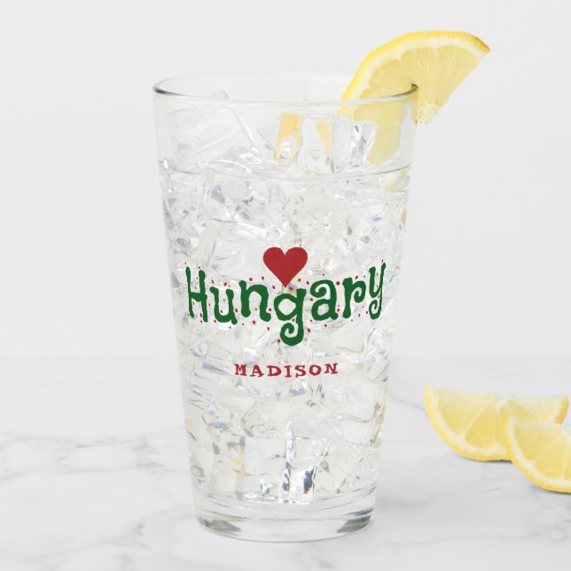 Ungarn Liebe individuelle Name Pint Glas (Rückseite Ice)