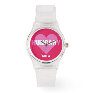 Ungarn Liebe kundenspezifischer Monogramm-Uhren Armbanduhr