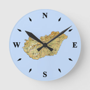 Ungarn Map Clock Runde Wanduhr