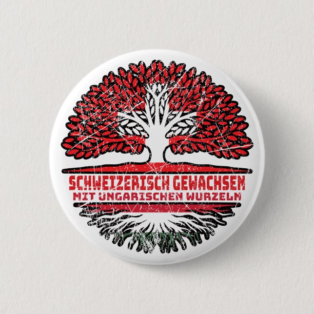 Ungarn Schweiz Ungarisch Schweizer Baum Wurzel Button (Vorderseite)