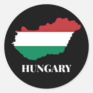 Ungarn, Silhouette und Flagge Runder Aufkleber
