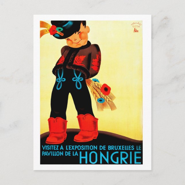 Ungarn, ungarischer Junge in Volkstracht, Vintag Postkarte (Vorderseite)