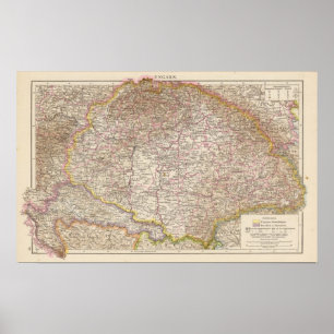Ungarn, Ungarn-Atlas-Karte Poster