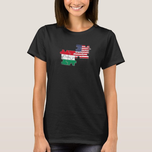 Ungarn USA Ungarische Flagge T-Shirt (Vorderseite)