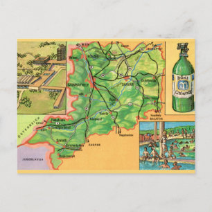 Ungarn Vintage Landkarte Postkarte